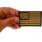Yellow Black American Flag Patch | Embroidered Patches Yellow Black American Flag Patch shown on hand for size comparison