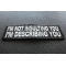 I'm Not Insulting You I'm Describing You Patch | Embroidered Patches I'm Not Insulting You I'm Describing You Patch diagonal view