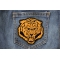 Small Orange Baron Tiger Patch | Embroidered Patches Small Orange Baron Tiger Iron on Patch shown on jeans
