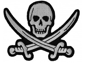 White Pirate Sword Skull Patch | Embroidered Patches