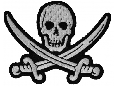 White Pirate Sword Skull Patch | Embroidered Patches