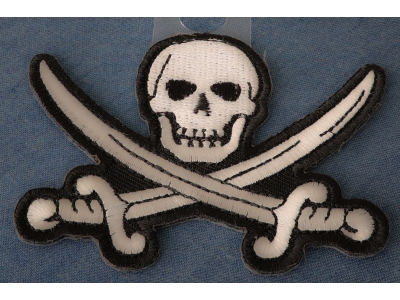 White Pirate Sword Skull Patch | Embroidered Patches