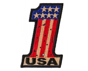 Number 1 USA Vintage Flag And Stars Patch | US Military Veteran Patches