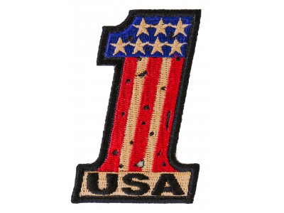 Number 1 USA Vintage Flag And Stars Patch | US Military Veteran Patches