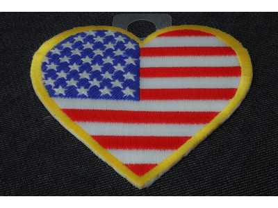 Gold Border Love US Flag Heart Patch | Embroidered Patches