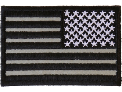 Reverse Black Reflective US Flag Patch | Embroidered Patches