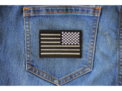 Reverse Black Reflective US Flag Patch | Embroidered Patches