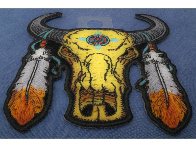 Small Buffalo Head Feathers Patch | Embroidered Patches