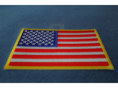 Us Flag Patch 4 Inch Yellow Border | Embroidered Patches