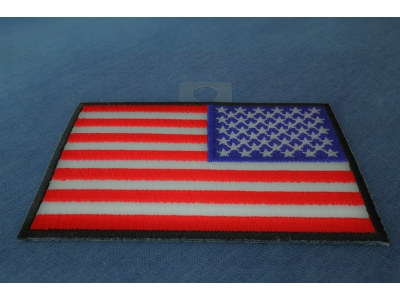 Reversed US Flag Patch 4 Inch Black Border | Embroidered Patches