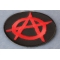 Anarchy Red Round Novelty Iron on Patch diagonal view