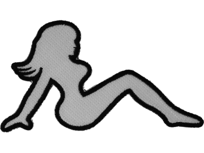 MudFlap Girl Patch In White Facing Right | Embroidered Patches