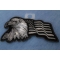 Eagle With Waving Flag Black Silver Patch | US Military Veteran Patches Eagle With Waving Flag Black Silver Patriotic Iron on Patch diagonal view