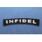 Infidel Medium Size Rocker Patch | US Military Veteran Patches Infidel Patch diagonal view