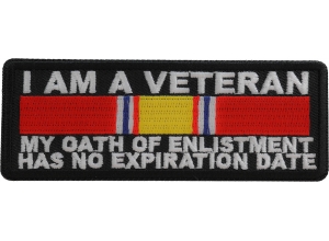 I Am A Veteran National Defense Ribbon Patch | US Military Veteran Patches