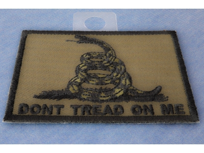 Don't Tread On Me Gadsden Flag Black Over Army Green Patch | US Military Veteran Patches