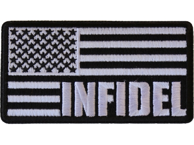 Infidel American Flag Black White Patch | US Military Veteran Patches