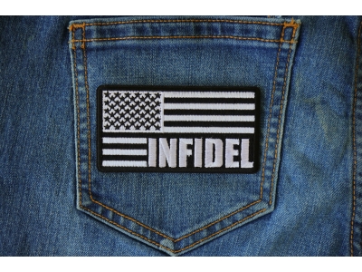 Infidel American Flag Black White Patch | US Military Veteran Patches