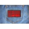 Infidel American Flag Black Red Patch | US Military Veteran Patches Black and Red American Flag Patch INFIDEL shown on jeans