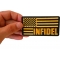 Infidel American Flag Black Yellow Patch | US Military Veteran Patches Infidel American Flag Black Yellow Patch shown on hand for size comparison