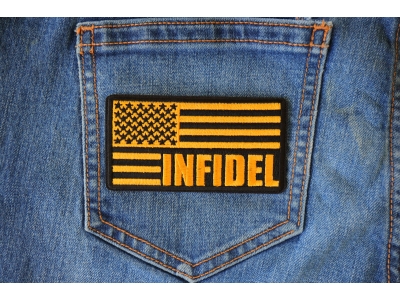 Infidel American Flag Black Yellow Patch | US Military Veteran Patches