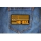 Infidel American Flag Black Yellow Patch | US Military Veteran Patches Infidel American Flag Black Yellow Patch shown on jeans