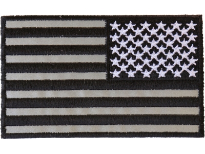 Reversed American Flag Black And Reflective 4 Inch Patch | Embroidered Patches