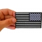 Reversed American Flag Black And Reflective 4 Inch Patch | Embroidered Patches Reversed American Flag Black and Reflective 4 Inch Patch shown on hand for size comparison