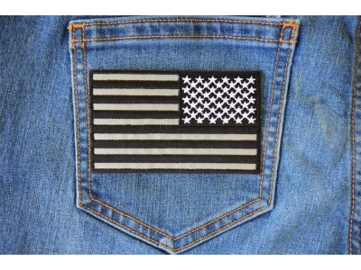 Reversed American Flag Black And Reflective 4 Inch Patch | Embroidered Patches
