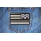 Reversed American Flag Black And Reflective 4 Inch Patch | Embroidered Patches Reflective American Flag Patch Reversed 4 inch Wide shown on jeans