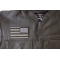 Reversed American Flag Black And Reflective 4 Inch Patch | Embroidered Patches Reversed American Flag Black and Reflective 4 Inch Patch - 4x2.5 inch. Embroidered Iron on Patch shown on leather vest