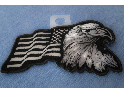Silver Eagle US Flag Facing Right Patch | Embroidered Patches