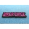 Biker Chick In Pink | Embroidered Patches Biker Chick Patch diagonal view