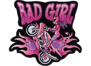 Bad Girl Wheeley Biker Small Patch | Embroidered Biker Patches