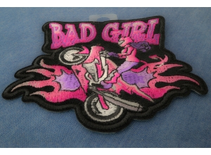 Bad Girl Wheeley Biker Small Patch | Embroidered Biker Patches