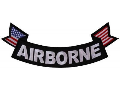 Airborne Large Lower Rocker Patch With Flags | US Army Military Veteran Patches