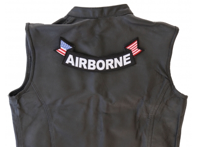 Airborne Large Lower Rocker Patch With Flags | US Army Military Veteran Patches