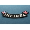 Infidel Large Lower Rocker Patch With Flags | US Military Veteran Patches Infidel Patch diagonal view