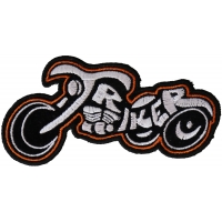 Triker Small Patch In White And Orange | Embroidered Biker Patches
