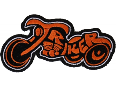 Triker Small Patch In Orange And Black | Embroidered Biker Patches