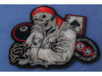 Biker Dude Ace Of Spades, 8 Ball, Dice And Fun Small Patch | Skull Patches