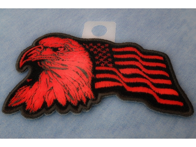 Eagle US Flag Facing Left Patch In Red | Embroidered Patches