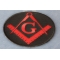 Mason Symbol Patch In Red Mason Symbol Novelty Iron on Patch In Red diagonal view