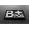 B POSITIVE Blood ID Patch B POSITIVE Blood Type Patch diagonal view