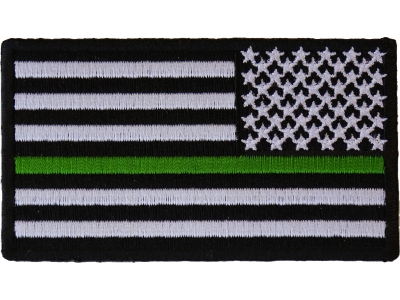 Thin Green Line American Flag Reversed Patch | US Military Veteran Patches