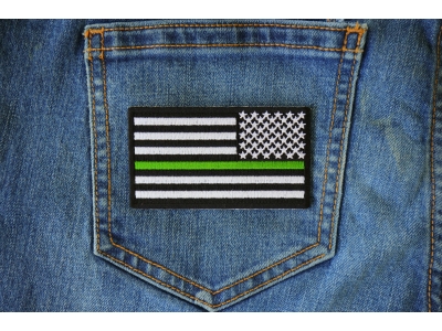Thin Green Line American Flag Reversed Patch | US Military Veteran Patches