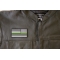 Thin Green Line American Flag Reversed Patch | US Military Veteran Patches Thin Green Line American Flag Reversed Patch - 3.5x2 inch. Embroidered Iron on Patch shown on leather vest