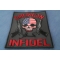 American Infidel Patch With Skull | US Military Veteran Patches American Infidel Skulls and Guns  Patch diagonal view