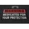 Warning Medicated For Your Protection Patch | Embroidered Patches Warning Medicated For Your Protection Funny Iron on Patch diagonal view