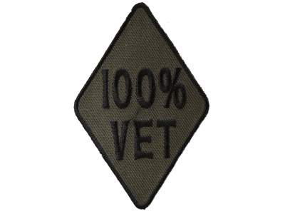 100 Percent Vet Subdued Green Patch | US Military Veteran Patches